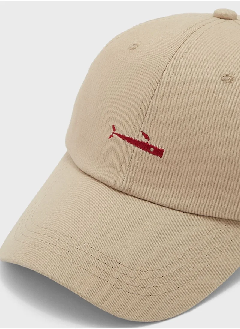 Seventy Five Quirky Embroidered Whale Curve Peak Cap