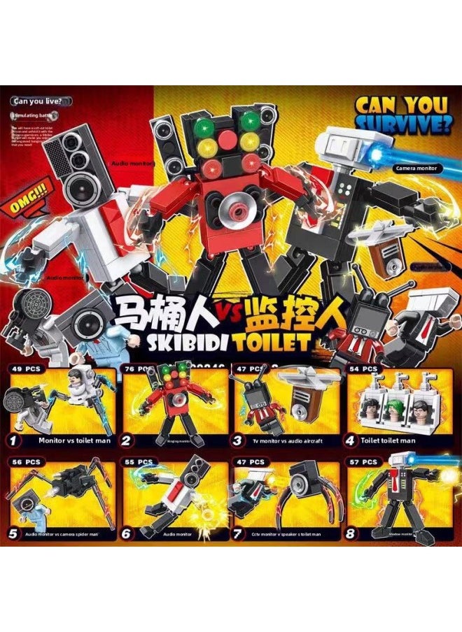 Generic - Titan TV Man Building Blocks Toilet Man Battle Monitor Man Fit Mecha Assembled Toys-Color:Gatling Monitor + Red Lotus Sword Demon + 3 Characters Comes With Disassembler - Image 1