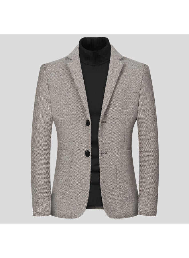 Tucano 33.7 Wool Blend Autumn/winter Tweed Coat - Notch Lapel Long Sleeve Business Casual Commuting Warm Suit Jacket - Image 2