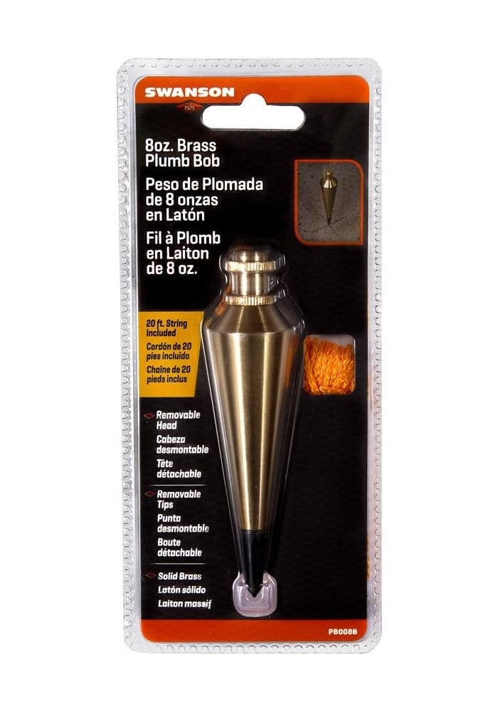 Swanson Tool Co. , Inc Swanson Tool Co. 8 Ounce Brass Plumb Bob with String - Durable and Accurate Tool for Surveying and Construction - Image 4