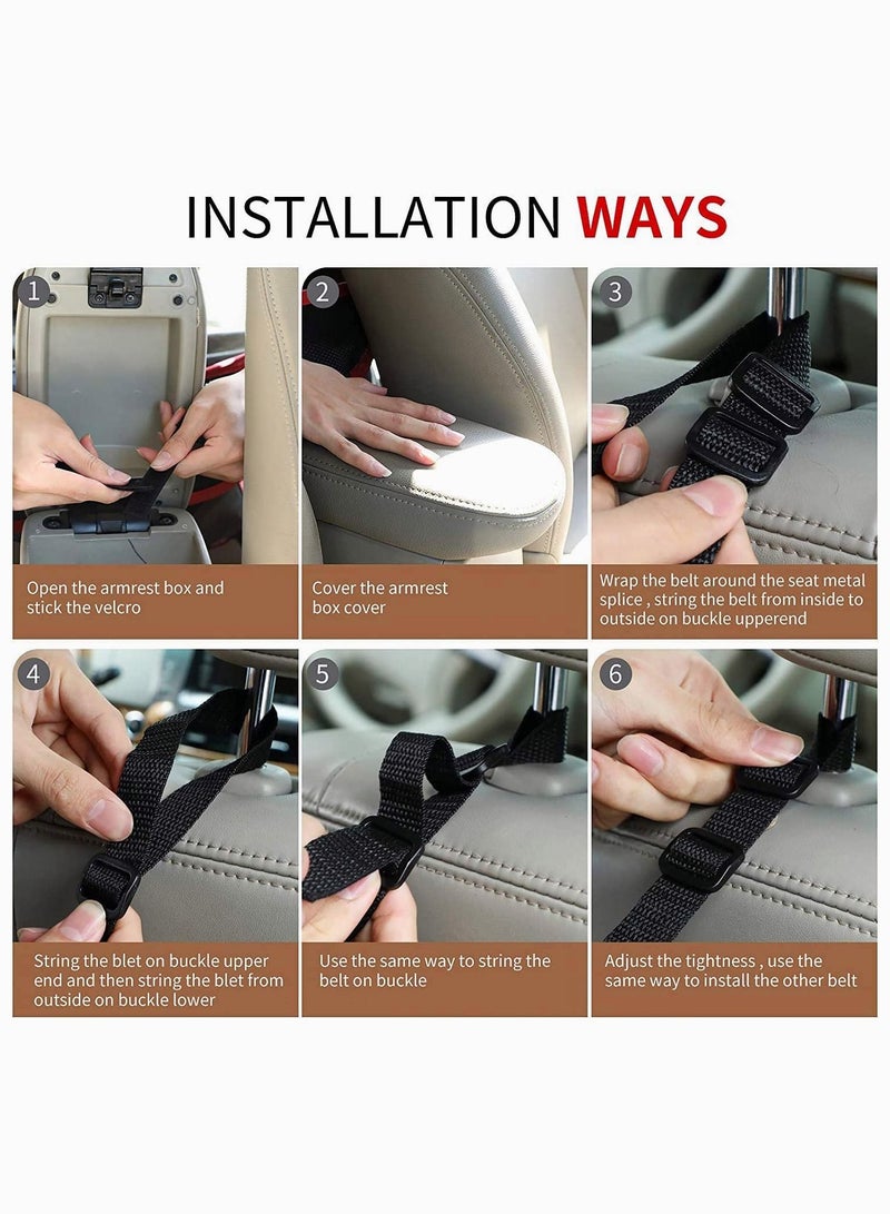 SYOSI Car Net Holder, Car Handbag Holder Seat Back Organizer Mesh Large Capacity Bag for Purse Storage Phone Documents Pocket, Cargo Tissue Holder - Car Storage Pocket with 4 Pcs Car Hooks - Image 4