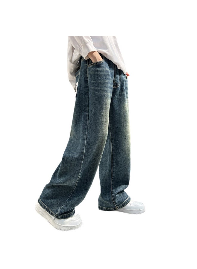Children's Pants Boys' Jeans Spring And Autumn Trousers Children's Straight Pants Wide Leg Pants Korean Tide - Image 5