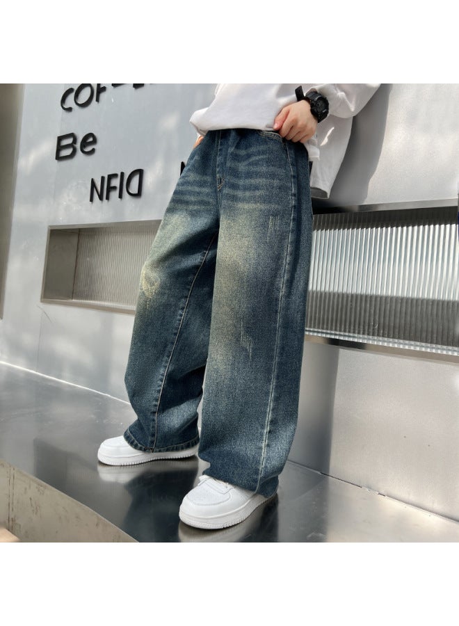 Children's Pants Boys' Jeans Spring And Autumn Trousers Children's Straight Pants Wide Leg Pants Korean Tide - Image 3
