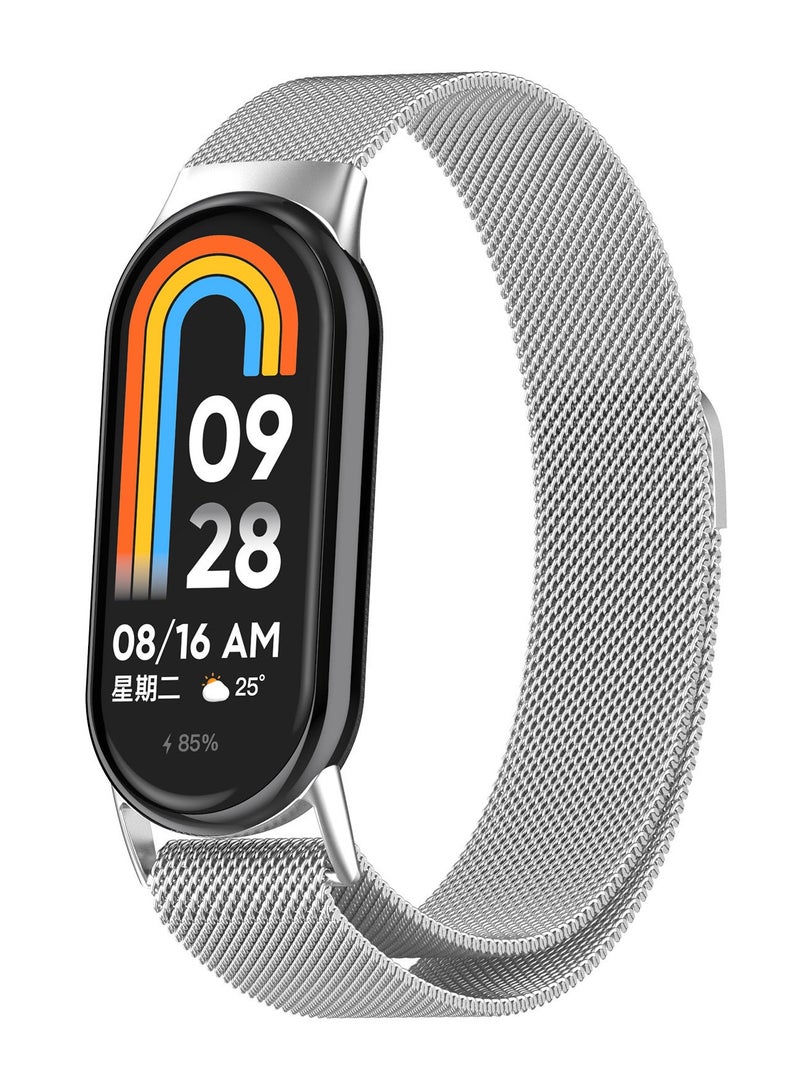 HablTech Milanese Loop Stainless Steel Metal Strap for Xiaomi Mi Band 10 9 8 Bracelet Replacement Watch Band Silver Durable Everyday Wear Accessories - Image 2