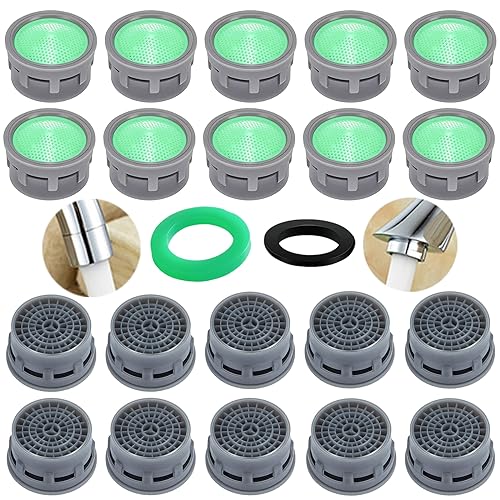 BOETOADG Faucet Aerator, 1.5 GPM Flow Restrictor Plug-In Faucet Aerator Replacement Parts for Bathroom or Kitchen (Green 20 Pieces) - Image 1
