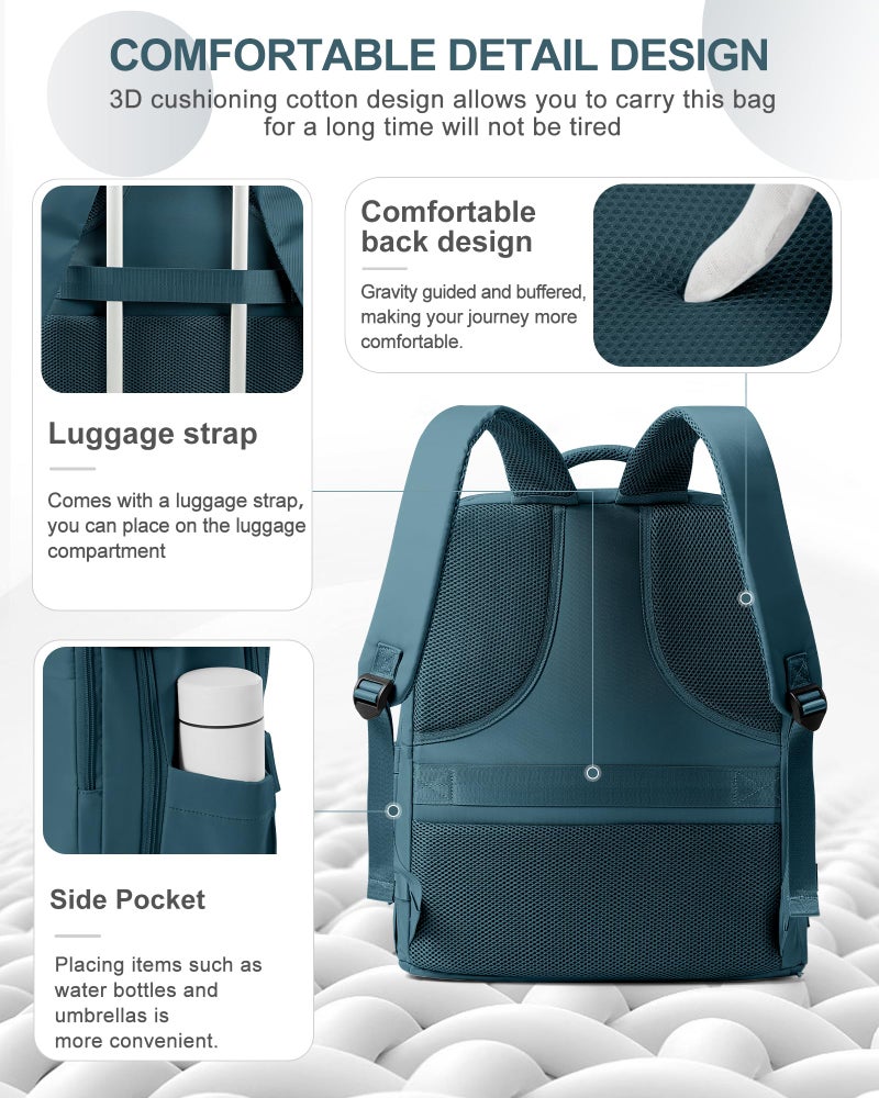 coowoz Large Travel Backpack Carry On for Women Man Waterproof Gym Backpacks Mochila de Viaje Travel Bag Essentials Teacher Personal Item Backpack Rucksack Airplane Accessories Must Haves Peacock Blue - Image 2