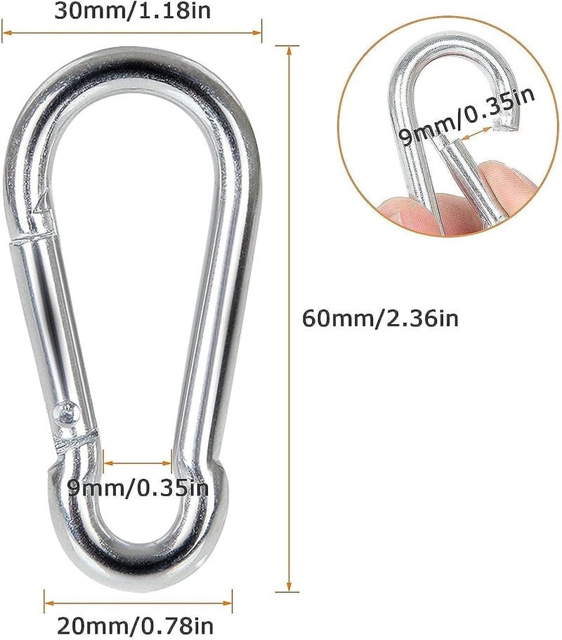 APACALI Spring Snap Hooks M5 M6 M8 M10 Carabiner Heavy Duty Carabiner Clips Galvanized Steel Quick Links Caribiniers Hammocks Hooks for Camping Hiking Outdoor Swing Pet Leash Gym - Image 2