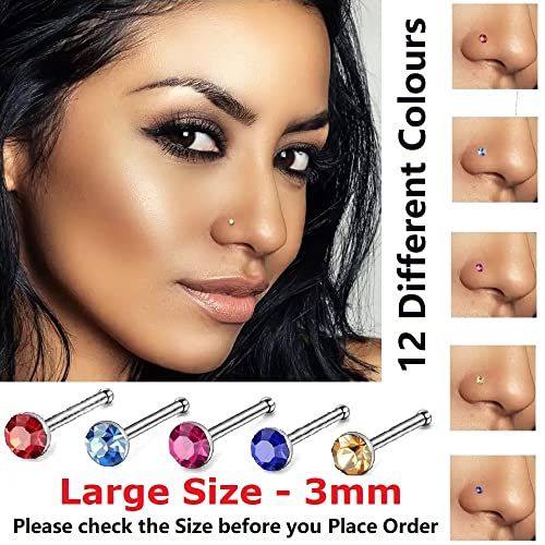 VAMA FASHIONS 60 PCS Multicolor Stone Nosering 3 MM Surgical Steel Nosepin Studs Multiple Tiny Nose Pin Nose Stud piercing Round For Women & Girls - Image 4