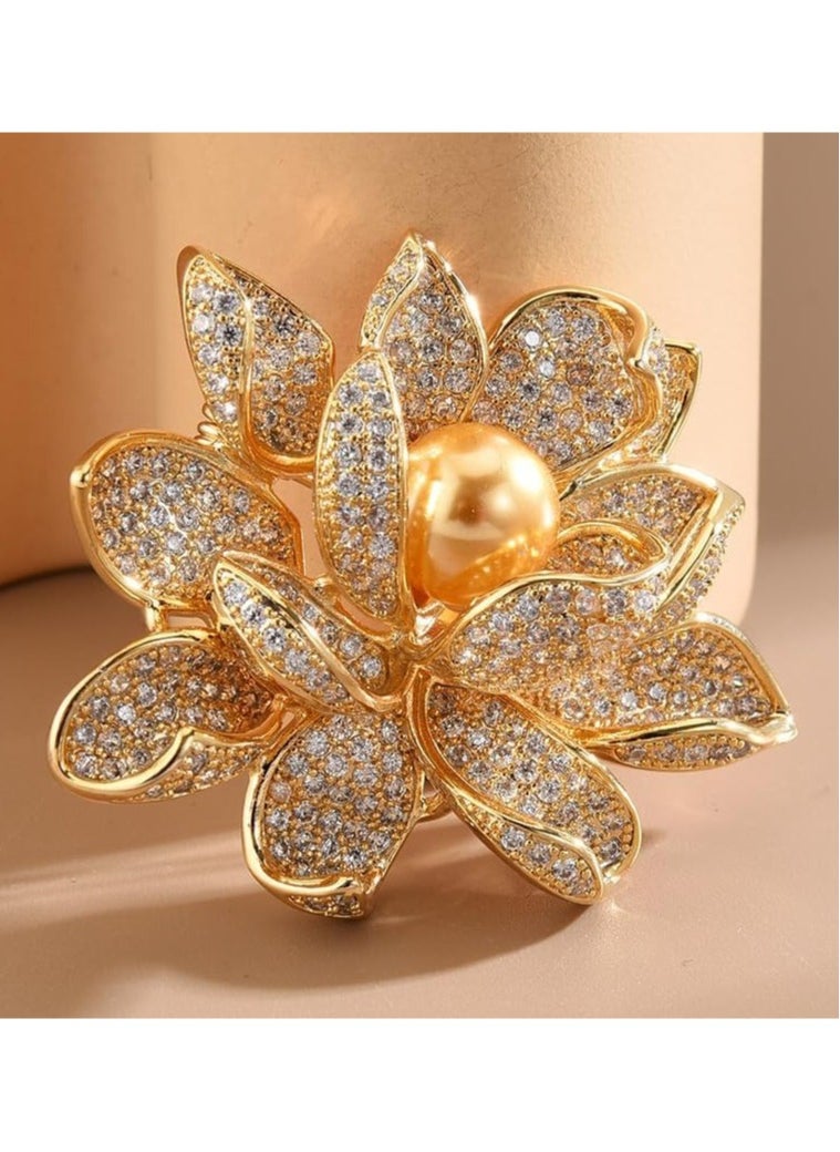 Generic Pearl Lotus Brooch, High-end Small Fragrance Pin,  Fashion Accessories for Women  - Image 2