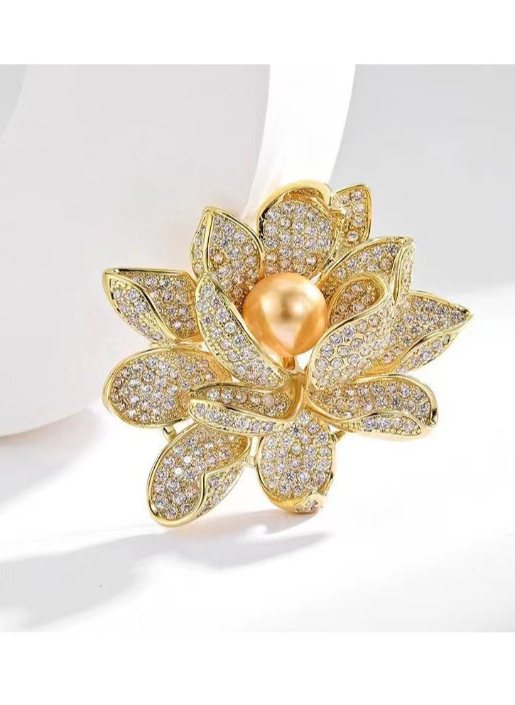 Generic Pearl Lotus Brooch, High-end Small Fragrance Pin,  Fashion Accessories for Women  - Image 4