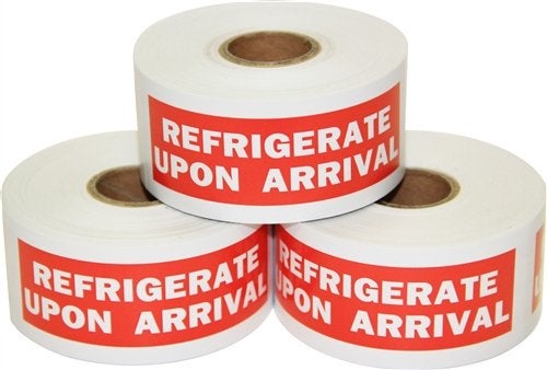 OfficeSmartLabels Refrigerate Upon Arrival Stickers (1.5 x 4 inch, Red - 2400 Labels) Refrigerate Upon Arrival Labels for Perishable Items, Fruits or Freight Forwarding - Image 2