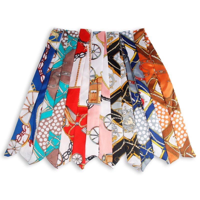 Asofelk 7PCS Women Head Neckerchief Purse Scar, Band Narrow Scarf Ribbon Satin Scarfs, Women Handbag Scarf for Woman Wrap Fashion Gifts, Woman Head Neckerchiefing Purse/ Neckerchief Scarfs (Mixed Styles) - Image 1