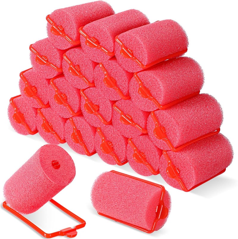 Geyoga 18 Pieces Red Foam Hair Rollers Large Hair Curlers Sponge Rollers for Heatles to Sleep in a Curl for Women's Short and Long Hairs Styling (1.4 x 2.6 Inches) - Image 1