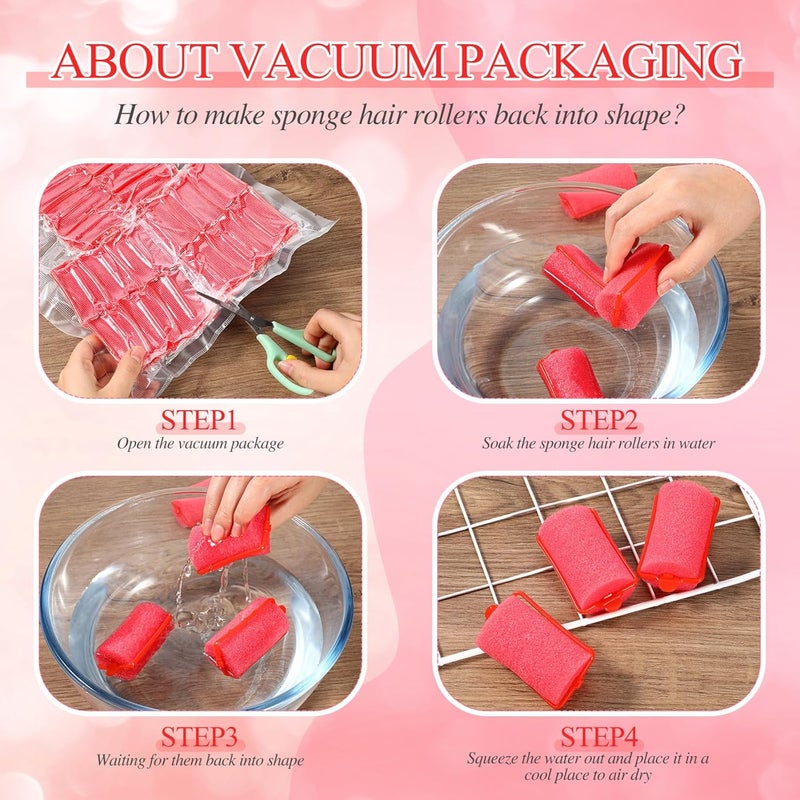 Geyoga 18 Pieces Red Foam Hair Rollers Large Hair Curlers Sponge Rollers for Heatles to Sleep in a Curl for Women's Short and Long Hairs Styling (1.4 x 2.6 Inches) - Image 4