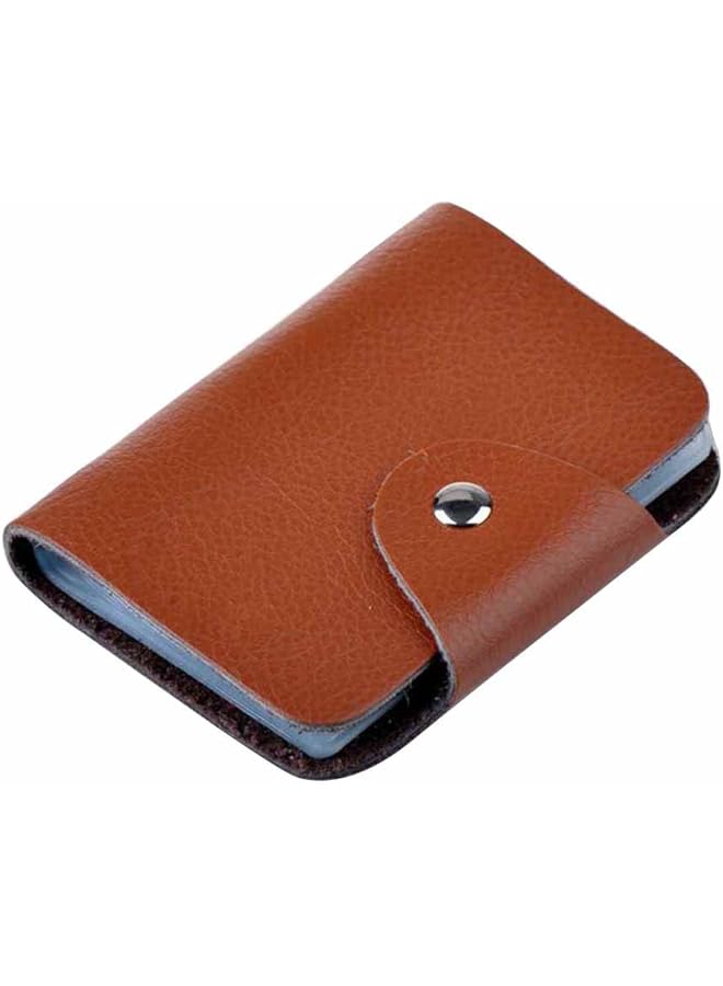 erorex Credit Card Holder And Business Card Organizer Leather Strap Buckle Bank Card Wallet Bag 26 Card Case Id Holder Brown  - Image 1