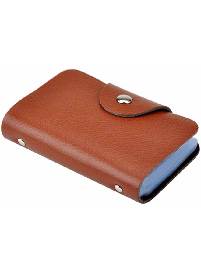 erorex Credit Card Holder And Business Card Organizer Leather Strap Buckle Bank Card Wallet Bag 26 Card Case Id Holder Brown  - Image 2