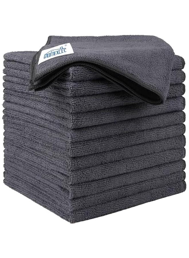 Beauenty Grey Microfiber Cleaning Cloths 12 Pack, 12.5 x 12.5 inch Microfiber Towel for Cars, Ultra Absorbent Car Washing Cloth, Lint Free Streak Free Cleaning Rags for Car, Kitchen, and Window - Image 1