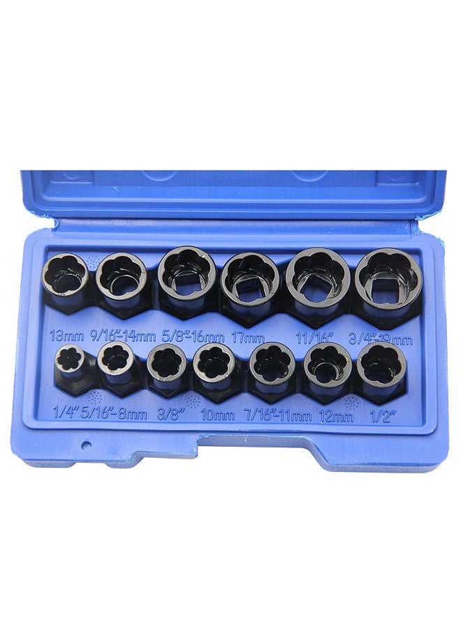 Generic - 13PCS Impact Bolt & Nut Remover Set Bolt Extractor Removal Tool Set with Storage Box - Image 1