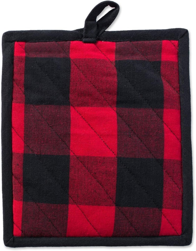 DII DII Buffalo Check Kitchen Collection Classic Farmhouse Kitchen Set Potholder Red  Black 2 Piece  - Image 3