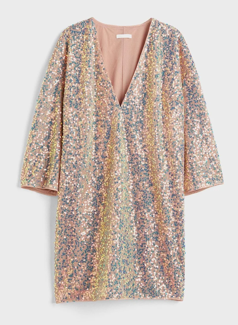 H&M Sequin V-Neck Dress