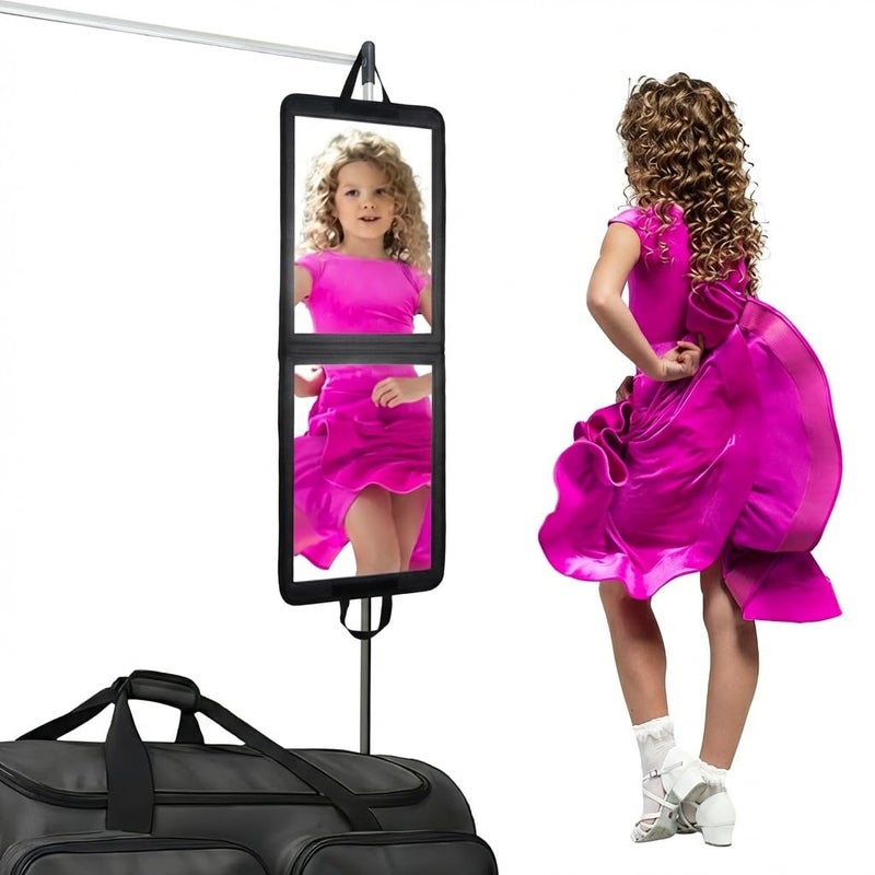 LPHUMEX Foldable Full Length Dance Mirror â€“ 33â€ Portable Shatterproof Hanging Mirror, Folding Full Length Travel Mirror for Dancing, Camping, Dance Competition Must Haves - Image 1