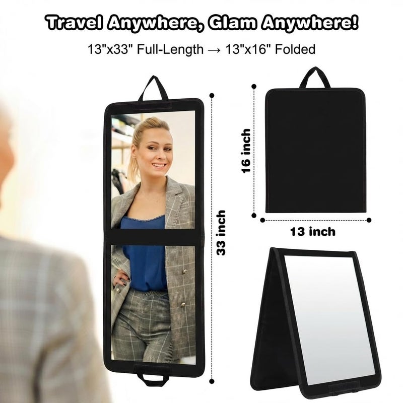 LPHUMEX Foldable Full Length Dance Mirror â€“ 33â€ Portable Shatterproof Hanging Mirror, Folding Full Length Travel Mirror for Dancing, Camping, Dance Competition Must Haves - Image 2