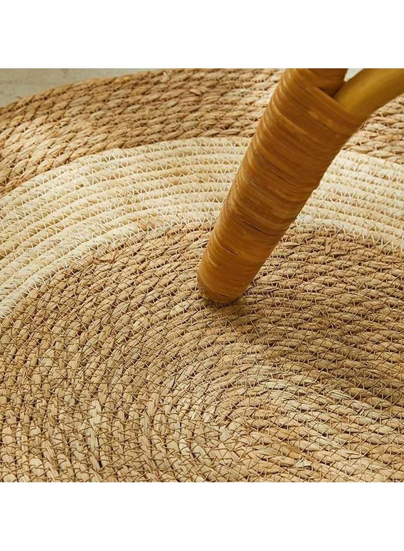 LINGWEI Natural Handwoven Oval Jute Area Rug with White Line Rustic Farmhouse Decor for Living Room Bedroom or Entryway Eco Friendly & Durable - Image 4