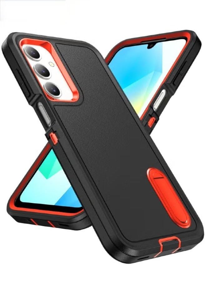 جراب سامسونج جالاكسي A16 مع حامل ، جراب هاتف متين مقاوم للصدمات من 3 طبقات ، [مقاوم للصدمات] [مقاوم للسقوط] [مقاوم للغبار] غطاء واقي احترافي لسامسونج جالاكسي A16 ، أسود برتقالي - Image 1