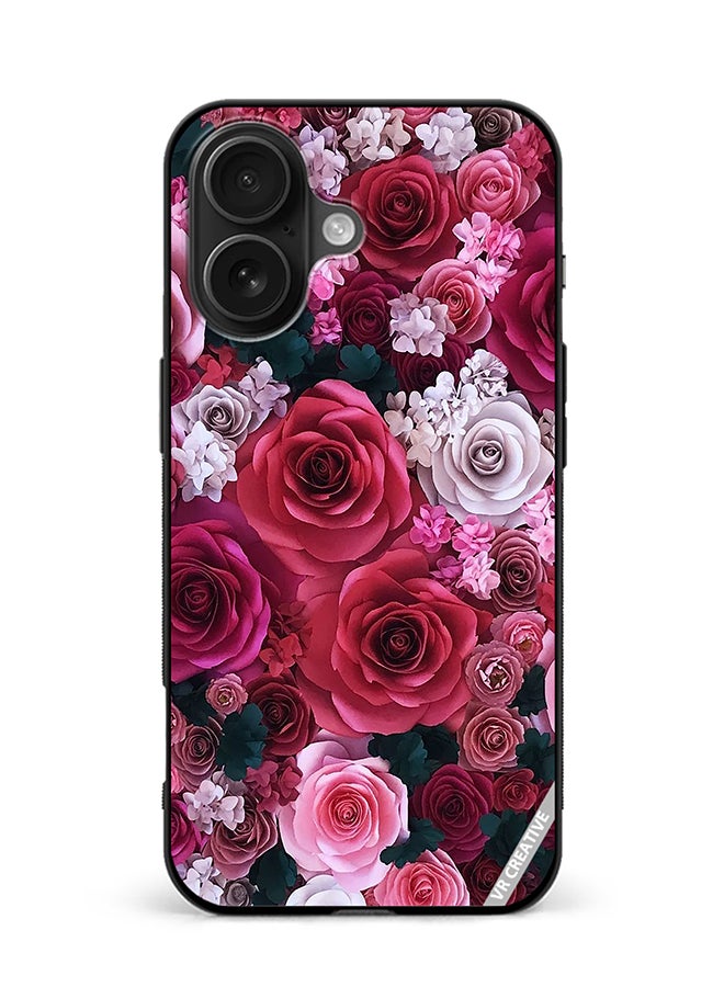 VR CREATIVE Protective Case Cover For Apple iPhone 16 Plus Rose Flower Design Multicolour