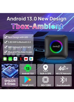 Carlinkit Carlinkit Newest Android 13.0 Ai Box LED, 8+128GB with Qualcomm 8-cores, 3-in-1 Wireless CarPlay/Android Auto Comes with Play Store, Streaming Video, Only for The Vehicle with Wired CarPlay  - Image 3