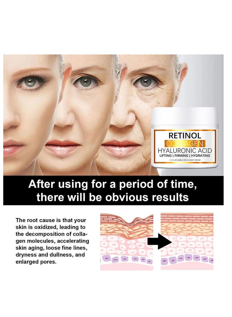 Retinol Cream for Face, Anti-Aging Moisturizer with Hyaluronic Acid & Vitamin E, Collagen Cream for Wrinkles & Dark Spots, Night Cream for Youthful Skin (1.7 Oz) - Image 4