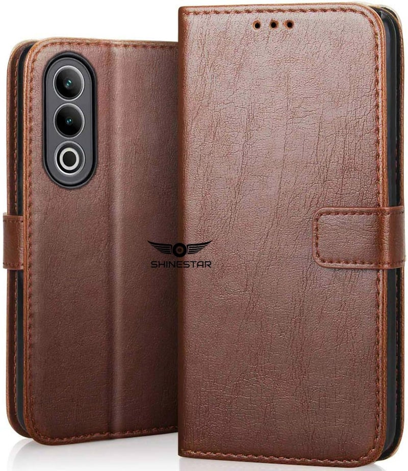 SHINESTAR Oppo K13x 5G Flip Back Cover | PU Leather Flip Cover Wallet Case with TPU Silicone Case Back Cover for Oppo K13x 5G - Classic Brown - Image 1