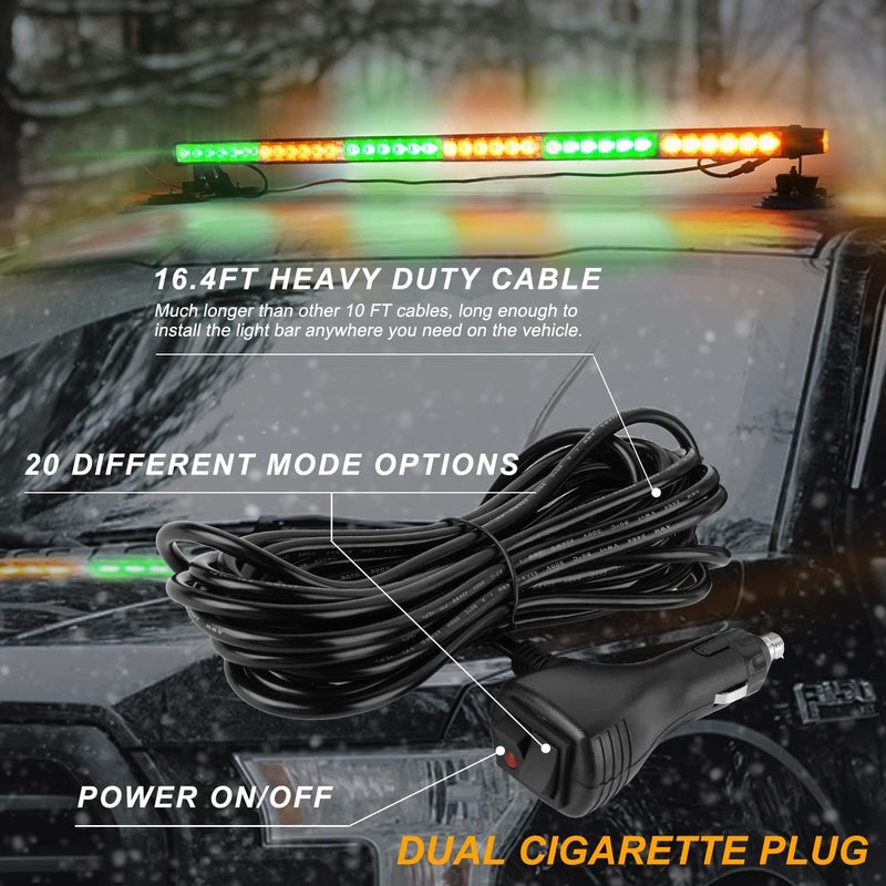 ASPL 38.5" 78 LED Strobe Light Bar Double Side Flashing High Intensity Emergency Warning Flash Strobe Light with Magnetic Base for Safety Construction Vehicles Tow Trucks Pickup (Amber/Green) - Image 5