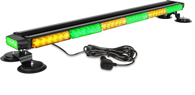 ASPL 38.5" 78 LED Strobe Light Bar Double Side Flashing High Intensity Emergency Warning Flash Strobe Light with Magnetic Base for Safety Construction Vehicles Tow Trucks Pickup (Amber/Green) - Image 1