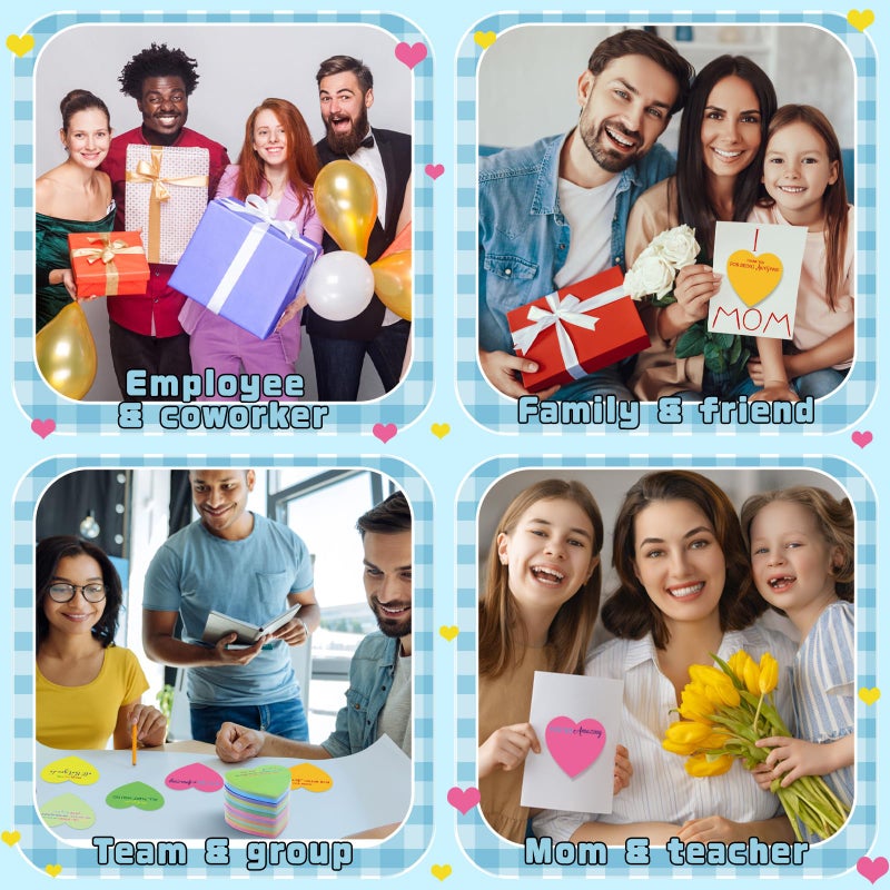 Teling 24 Pack Valentine's Day Sticky Notes Heart Shape Sticky Notes 3 x 3 Inch Thank You Notepads Bulk Cute Memo Pads for Galentines Party Gifts School Office Supplies (Bright) - Image 4
