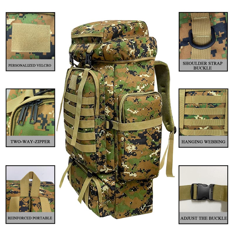 80L Rucksack Hiking Backpack 80 Litre MOLLE Backpack Men Waterproof Large Capacity Camping Military Tactical Backpack - Image 3