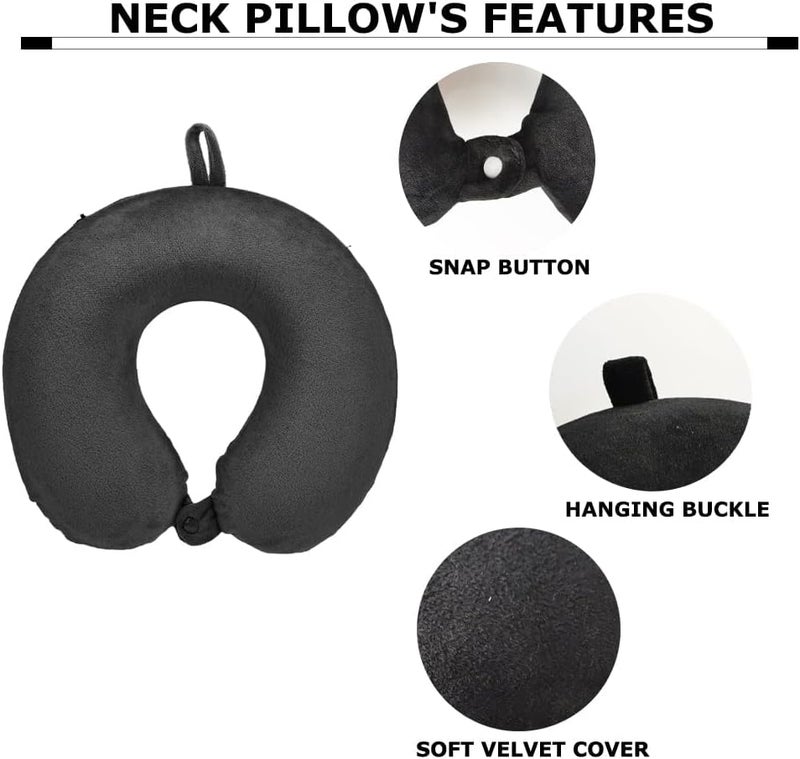 KASTWAVE Travel Pillow, Airplane Neck Pillow for Traveling, 100% Pure Memory Foam U Shaped Neck Pillow, Washable Super Lightweight Portable Headrest Great for Airplane Chair, Car, Home, Office - Image 2
