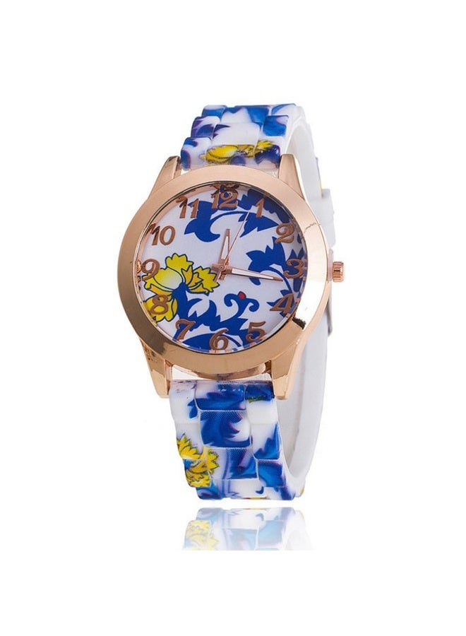 CdyBox Women Ladies Girls Floral Dial Silicone Band Analog Watches Rose Gold Tone Numbers (5 Pack) - Image 5