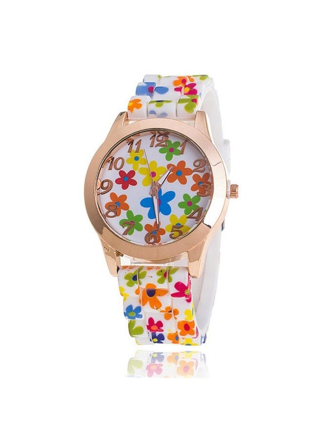 CdyBox Women Ladies Girls Floral Dial Silicone Band Analog Watches Rose Gold Tone Numbers (5 Pack) - Image 3