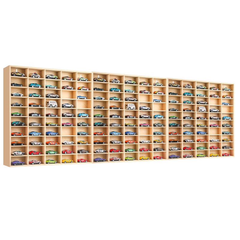 Seenelling Hot 164 Diecast Wheels Display Case Holds Toy Cars Wooden Wall Mount Car Display Shelf Storage Organizer Case for Toy Collectibles Wheel Model 10 Layers 150 Spaces in Total