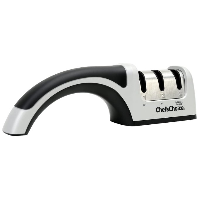 CHEFSCHOICE MANUAL KNIFE SHARPENERS FOR 15 AND 20DEGREE STRAIGHTEDGE AND SERRATED KNIVES WITH DIAMOND ABRASIVES PRECISE ANGLE CONTROL COMPACT FOOTPRINT 2STAGE GRAY