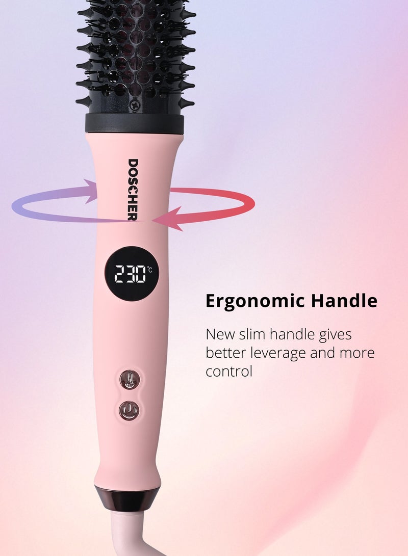 DOSCHER Thermal Brush, Hair Styler Brush with Infrared & Negative Ions, 38mm Straightening Brush for Dry Hair, Smooth & Shiny Waves, Up to 230°C, Global Voltage - Image 3