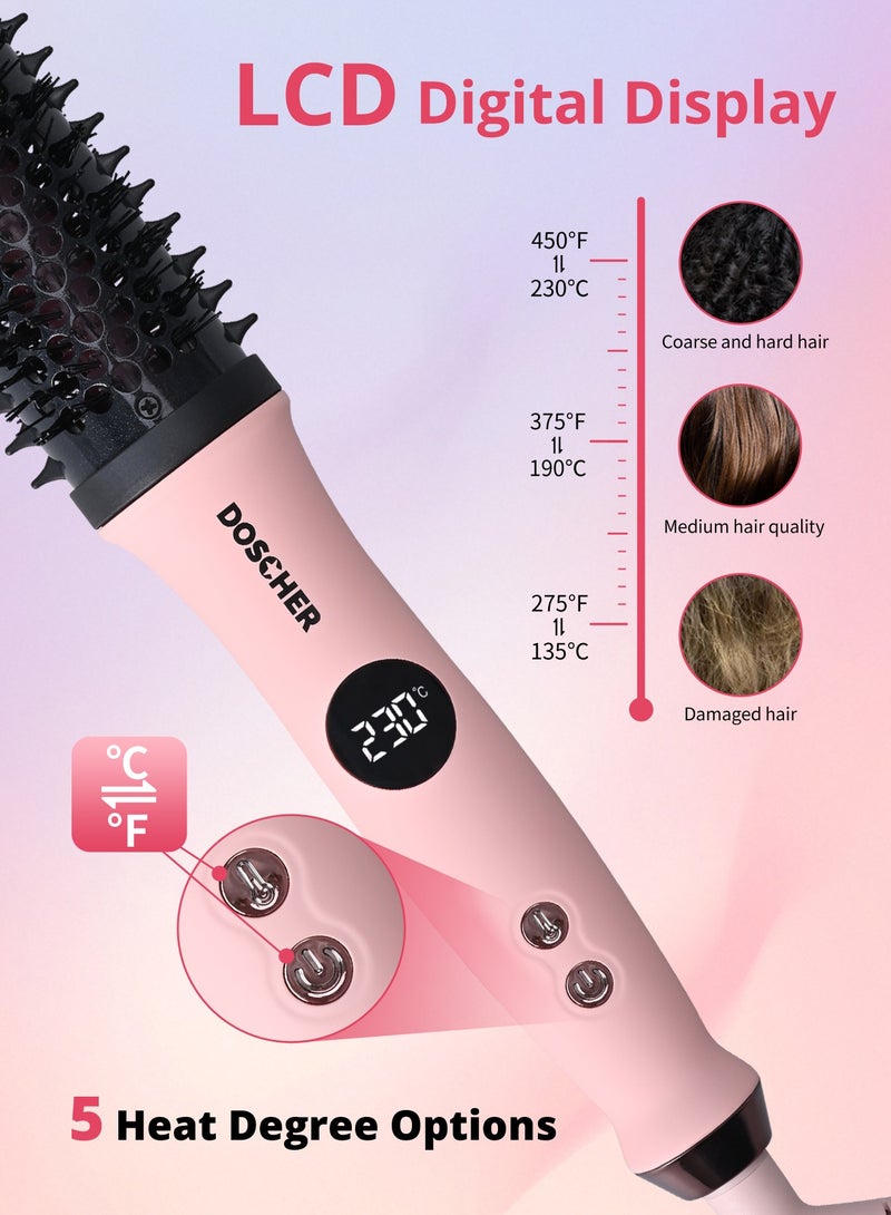 DOSCHER Thermal Brush, Hair Styler Brush with Infrared & Negative Ions, 38mm Straightening Brush for Dry Hair, Smooth & Shiny Waves, Up to 230°C, Global Voltage - Image 4