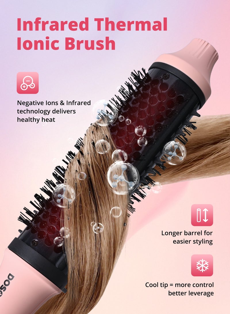 DOSCHER Thermal Brush, Hair Styler Brush with Infrared & Negative Ions, 38mm Straightening Brush for Dry Hair, Smooth & Shiny Waves, Up to 230°C, Global Voltage - Image 2