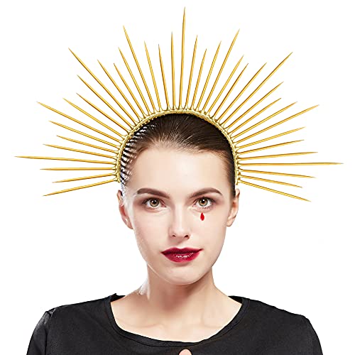 Fantherin Mary Halo Crown Headband Spiked Halo Crown Sunburst Greek Goddess Headpiece for Cosplay Halloween Costume Party - Image 1