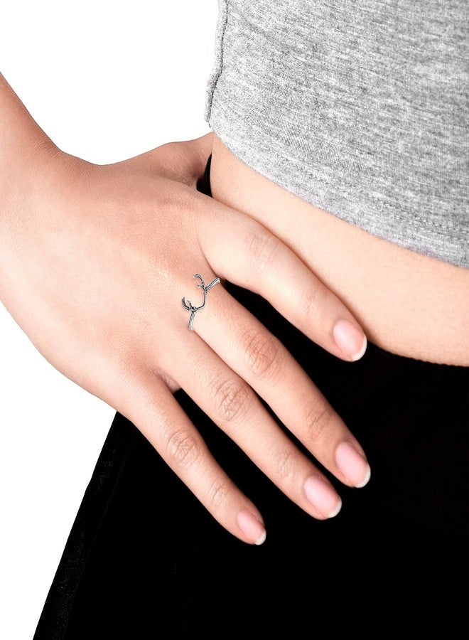 ايرافيدا خاتم إيرافيدا "روح الغابة" الساحر المصنوع من قرن الوعل من الفضة الإسترليني عيار 925 | مجوهرات فضية مستوحاة من الطبيعة | خاتم فريد من نوعه على شكل قرن الوعل بمقاس 10 - Image 5