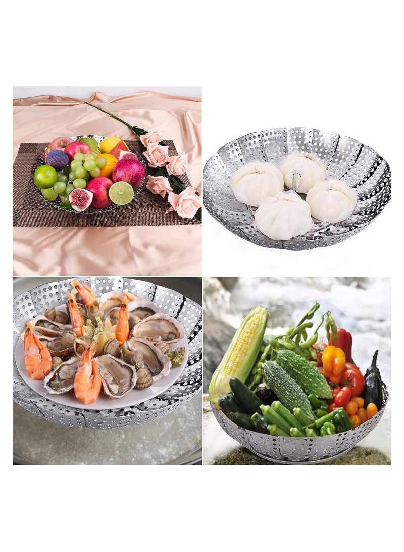 SOSEKO Veggie Vegetable Steamer Basket Folding Steaming Basket Metal Stainless Steel Basket - Image 2