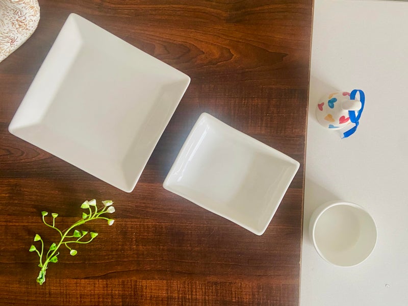 ALTAICA White Porcelain Ceramic Serving Platter Set of Three for Snacks, Starter, Salad, Pasta, Perfect for Modern Kitchen - Image 3