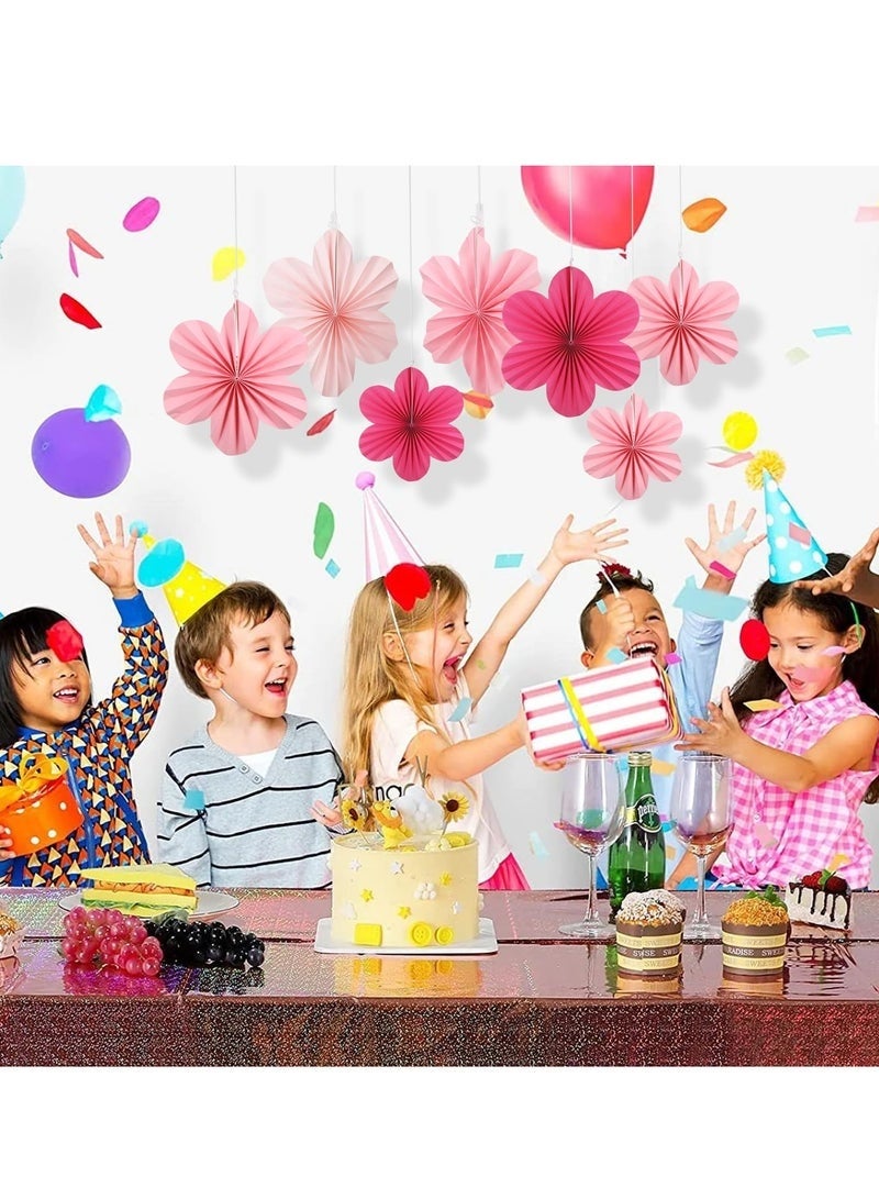 جيفت ديكورات ورقية، 9 قطع، مراوح زهور ورقية، ديكورات خلفية زهور ورقية، ديكورات حائط زهور، كرات صوفية ورقية لحفلات الزفاف، أعياد الميلاد، حفلات استقبال المواليد الجدد، حفلات شاي الربيع. - Image 4