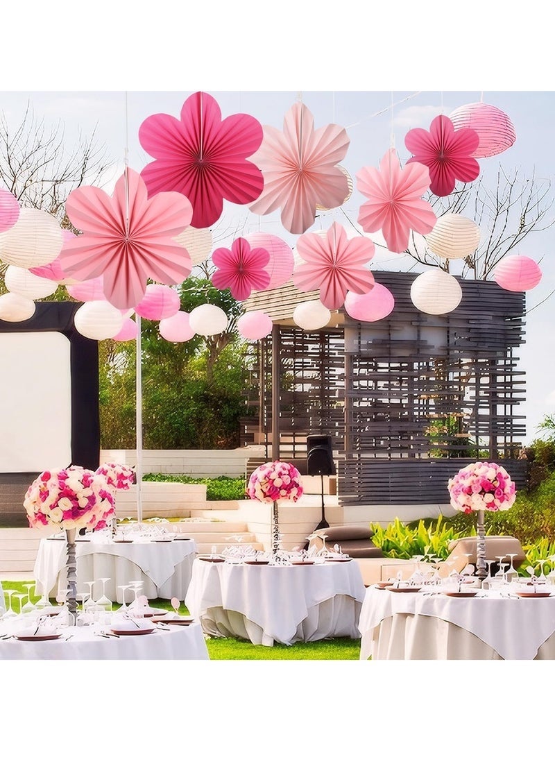 جيفت ديكورات ورقية، 9 قطع، مراوح زهور ورقية، ديكورات خلفية زهور ورقية، ديكورات حائط زهور، كرات صوفية ورقية لحفلات الزفاف، أعياد الميلاد، حفلات استقبال المواليد الجدد، حفلات شاي الربيع. - Image 3